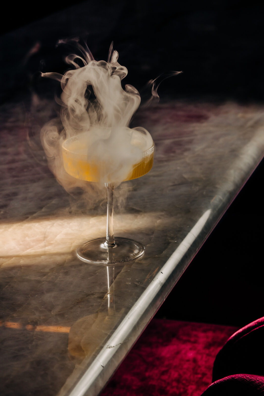 Smoky craft cocktail for a private event at Cherryfish, Pacific Beach San Diego